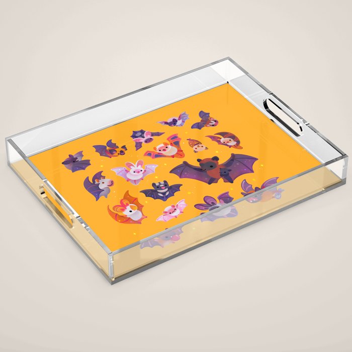 Bat - yellow Acrylic Tray Gallery Image 1