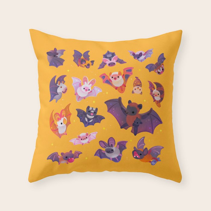 Bat - yellow Throw Pillow Gallery Image 6
