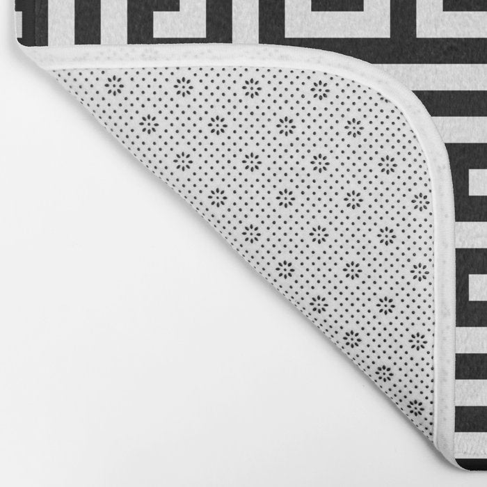 Large Black and White Greek Key Pattern Bath Mat Gallery Image 2