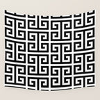 Large Black and White Greek Key Pattern Wall Tapestry Gallery Image 4