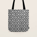 Large Black and White Greek Key Pattern Tote Bag Gallery Image 1