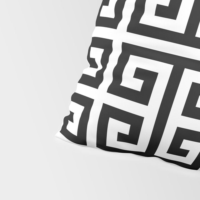 Large Black and White Greek Key Pattern Pillow Sham Gallery Image 4