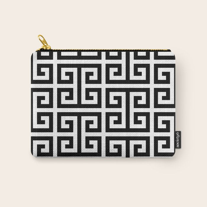 Large Black and White Greek Key Pattern Carry All Pouch Gallery Image 1