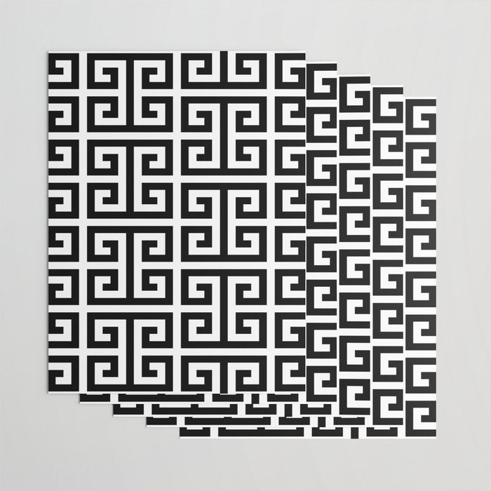 Large Black and White Greek Key Pattern Wrapping Paper Gallery Image 3