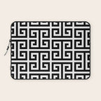 Large Black and White Greek Key Pattern Laptop Sleeve Gallery Image 1