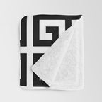 Large Black and White Greek Key Pattern Throw Blanket Gallery Image 3