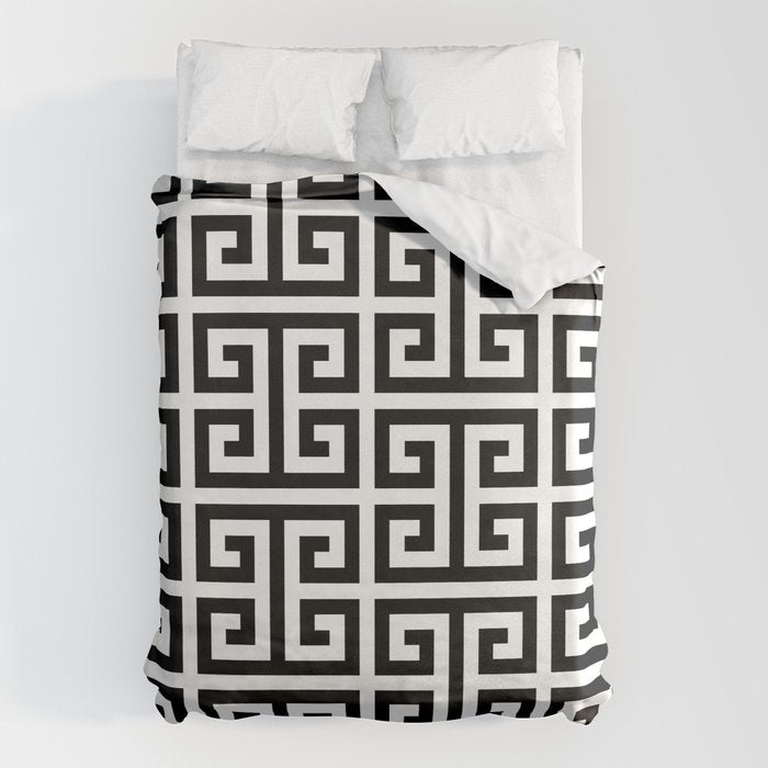 Large Black and White Greek Key Pattern Duvet Cover Gallery Image 6