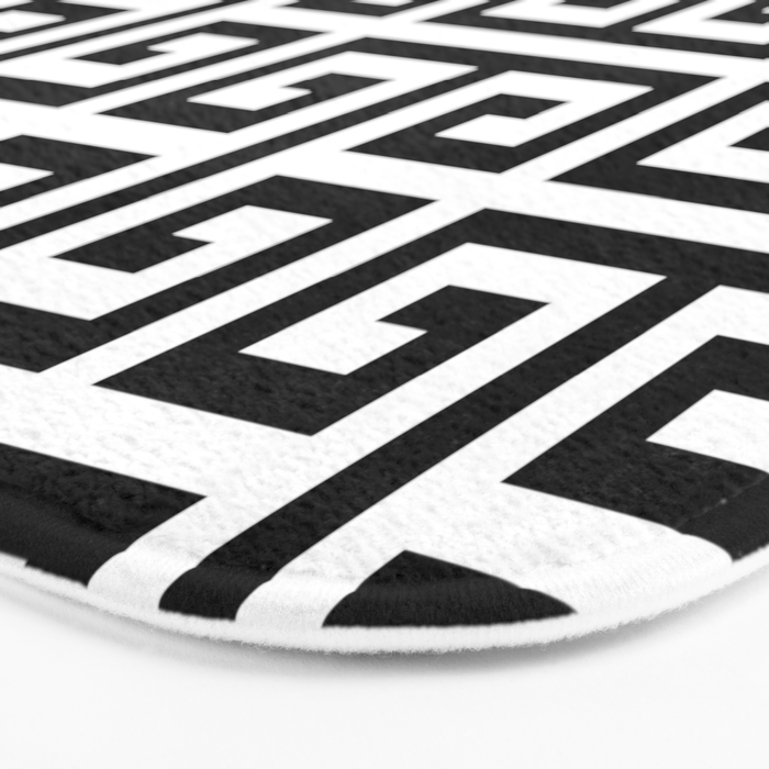 Large Black and White Greek Key Pattern Bath Mat Gallery Image 3