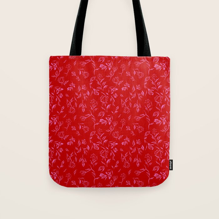 Pink and red romantic wildflowers Tote Bag Gallery Image 1