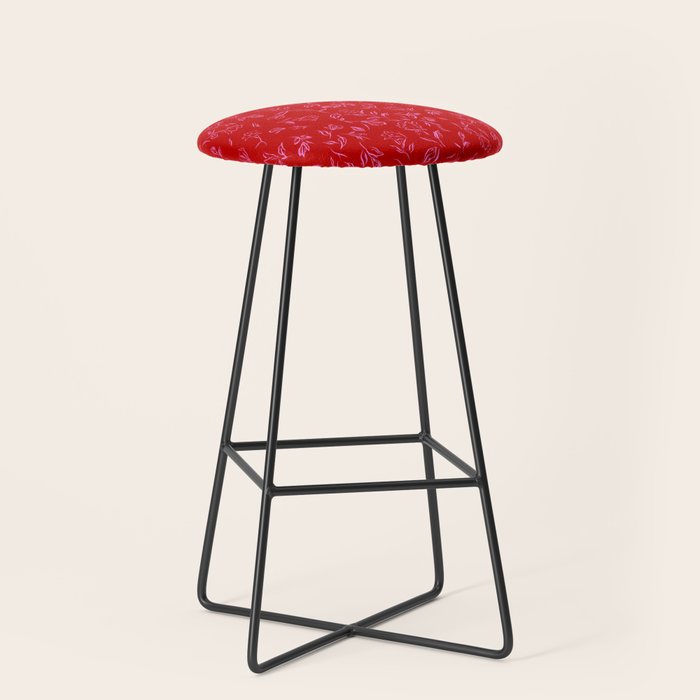 Pink and red romantic wildflowers Stool Gallery Image 1