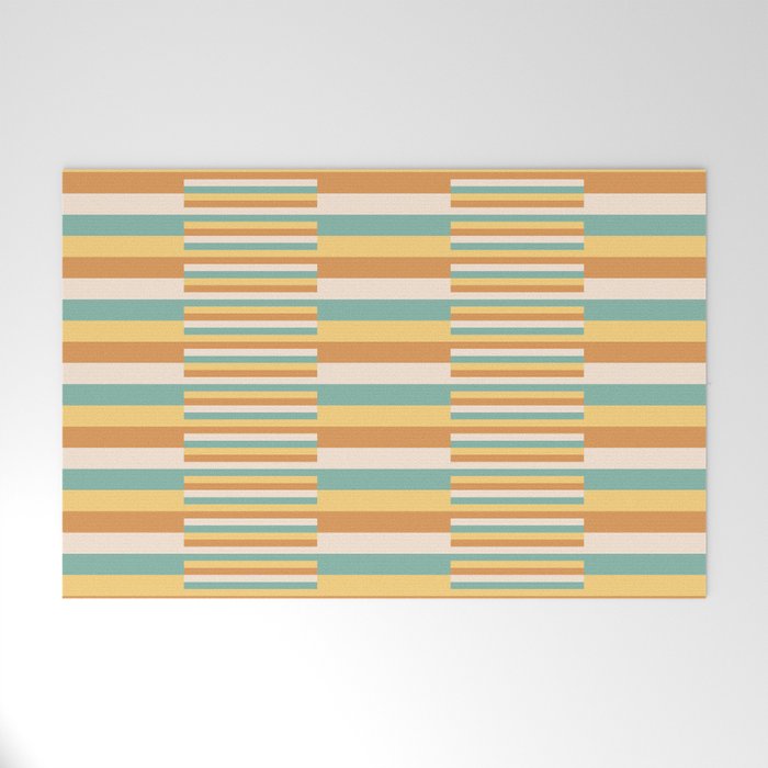 Mixed Stripes Pattern VII Retro Summer Welcome Mat Gallery Image 1