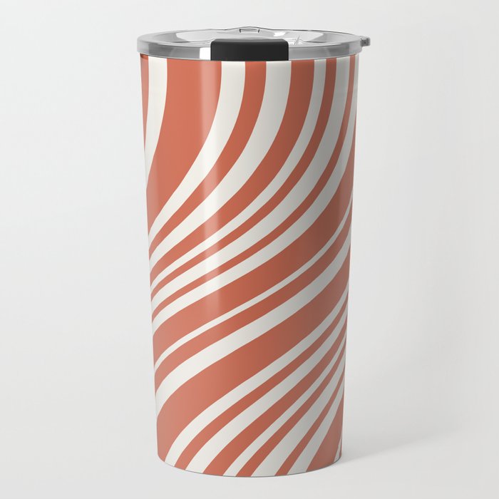 Wavy Stripes XLVII - Brick Red Travel Mug Gallery Image 1