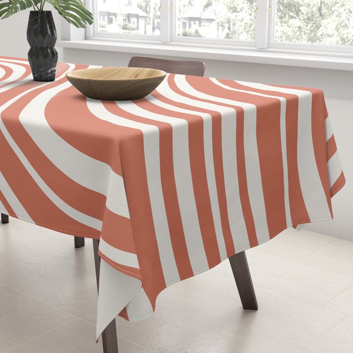 Wavy Stripes XLVII - Brick Red Tablecloth Gallery Image 3