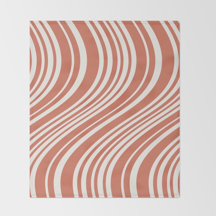 Wavy Stripes XLVII - Brick Red Throw Blanket Gallery Image 2