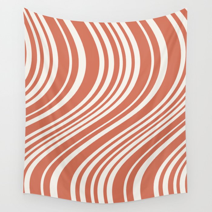 Wavy Stripes XLVII - Brick Red Wall Tapestry Gallery Image 4