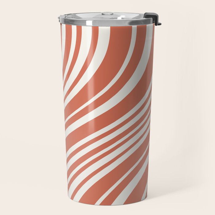 Wavy Stripes XLVII - Brick Red Travel Mug Gallery Image 2
