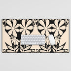 Freedom - Bird and Flower - Black and White  Desk Mat Gallery Image 1