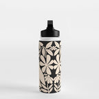 Freedom - Bird and Flower - Black and White  Water Bottle Gallery Image 3