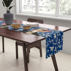 Woman  Blowing a pink Bubble gum with vintage Medway tapestry Table Runner Gallery Image 2
