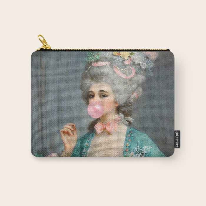 Lady With Roses & Bubblegum Altered Art Portrait Vintage Decor Carry All Pouch Gallery Image 1