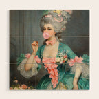Lady With Roses & Bubblegum Altered Art Portrait Vintage Decor Wood Wall Art Gallery Image 1