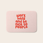 Work Hard and Be Nice to People in pink and red Bath Mat Gallery Image 1