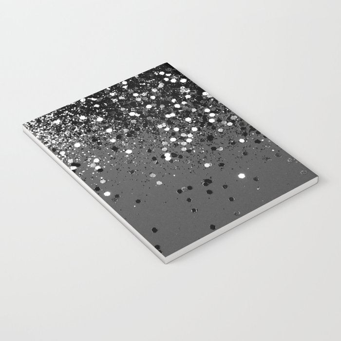 Dark Gray Black Lady Glitter #1 (Faux Glitter) #shiny #decor #art #society6 Notebook Gallery Image 3