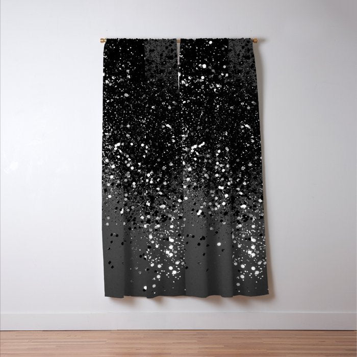 Dark Gray Black Lady Glitter #1 (Faux Glitter) #shiny #decor #art #society6 Window Curtain Gallery Image 3