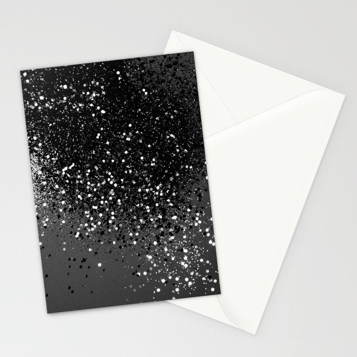 Dark Gray Black Lady Glitter #1 (Faux Glitter) #shiny #decor #art #society6 Stationery Card Gallery Image 2