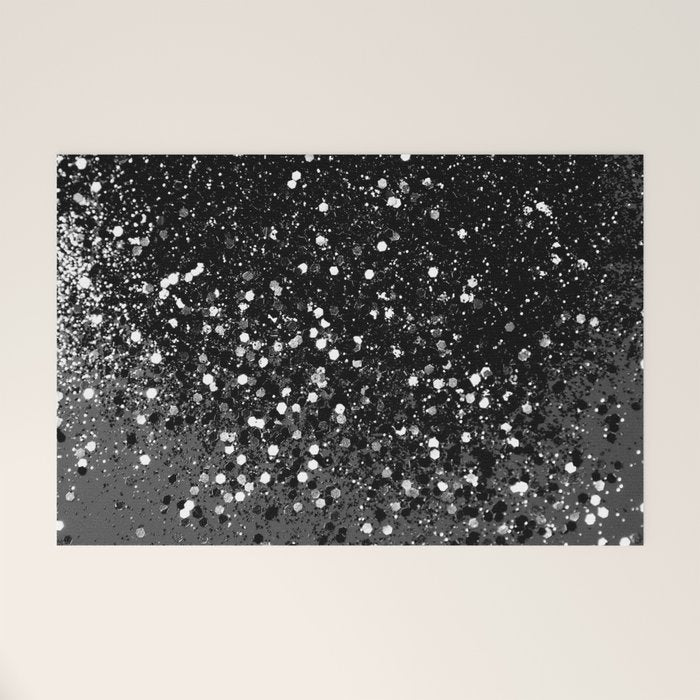 Dark Gray Black Lady Glitter #1 (Faux Glitter) #shiny #decor #art #society6 Welcome Mat Gallery Image 1
