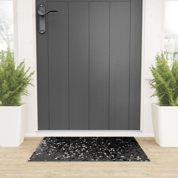 Dark Gray Black Lady Glitter #1 (Faux Glitter) #shiny #decor #art #society6 Welcome Mat Gallery Image 3