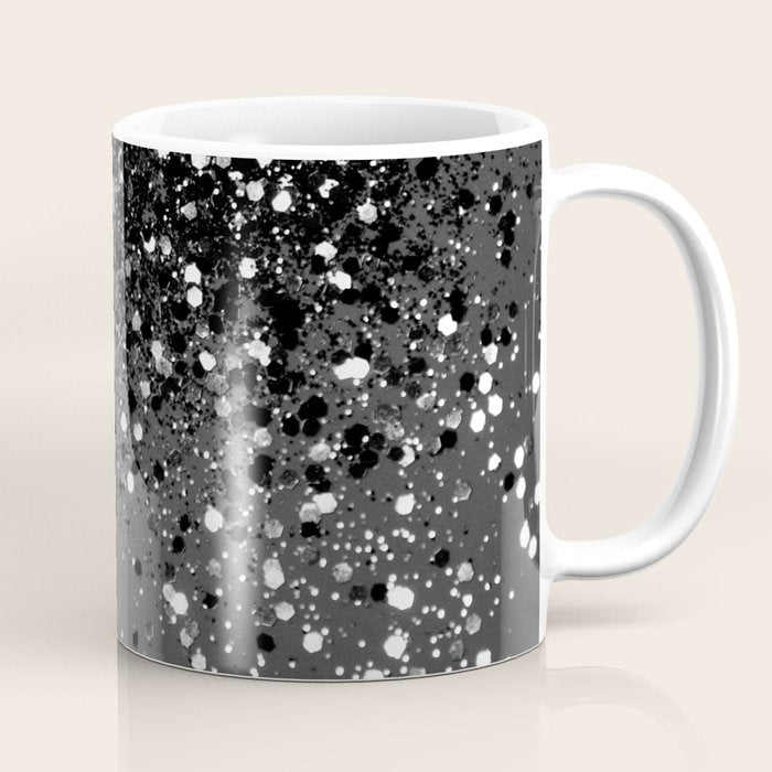 Dark Gray Black Lady Glitter #1 (Faux Glitter) #shiny #decor #art #society6 Coffee Mug Gallery Image 1