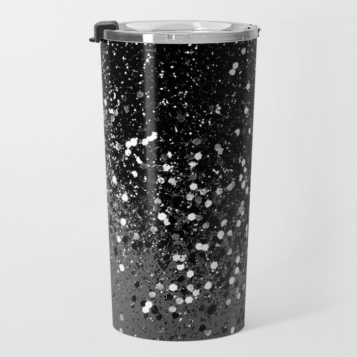 Dark Gray Black Lady Glitter #1 (Faux Glitter) #shiny #decor #art #society6 Travel Mug Gallery Image 3