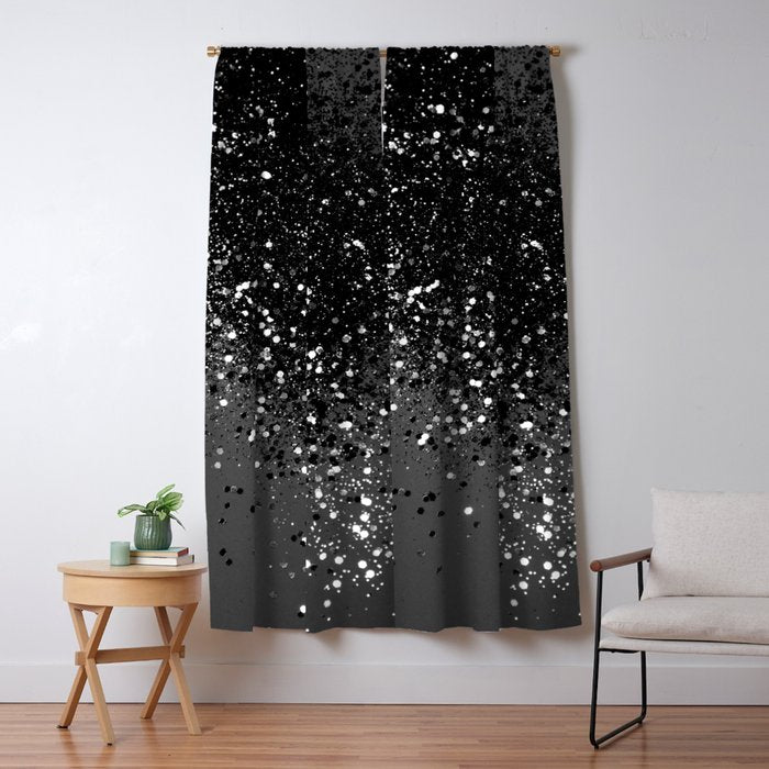 Dark Gray Black Lady Glitter #1 (Faux Glitter) #shiny #decor #art #society6 Window Curtain Gallery Image 1