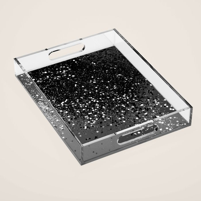 Dark Gray Black Lady Glitter #1 (Faux Glitter) #shiny #decor #art #society6 Acrylic Tray Gallery Image 1