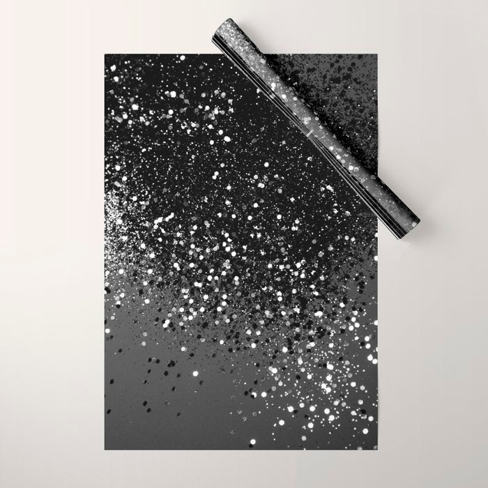 Dark Gray Black Lady Glitter #1 (Faux Glitter) #shiny #decor #art #society6 Wrapping Paper Gallery Image 1