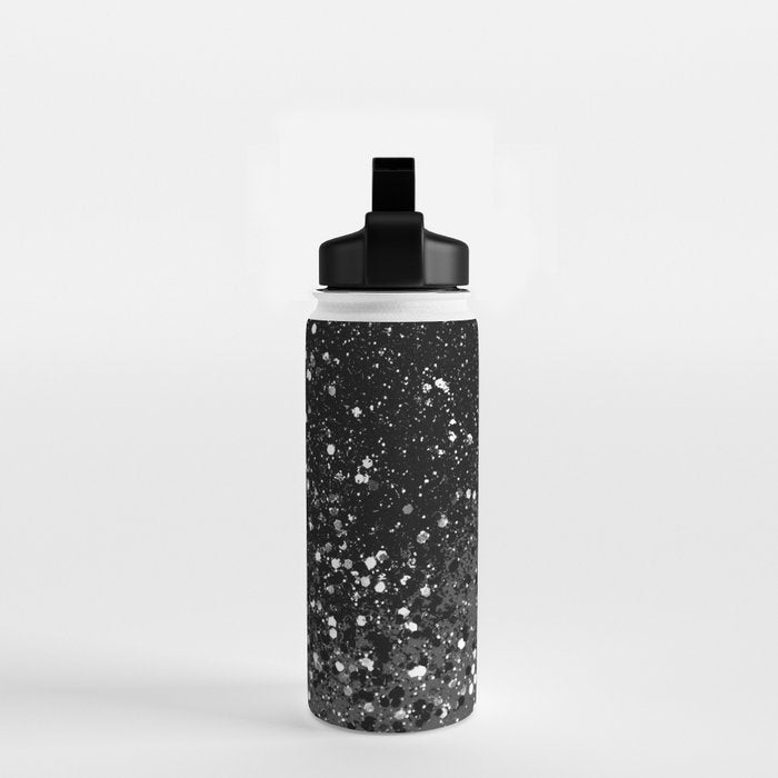 Dark Gray Black Lady Glitter #1 (Faux Glitter) #shiny #decor #art #society6 Water Bottle Gallery Image 2