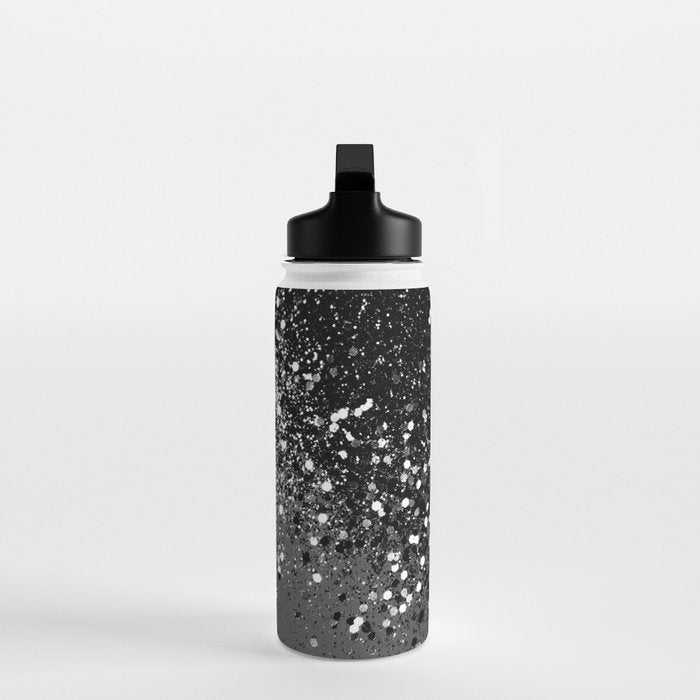 Dark Gray Black Lady Glitter #1 (Faux Glitter) #shiny #decor #art #society6 Water Bottle Gallery Image 3