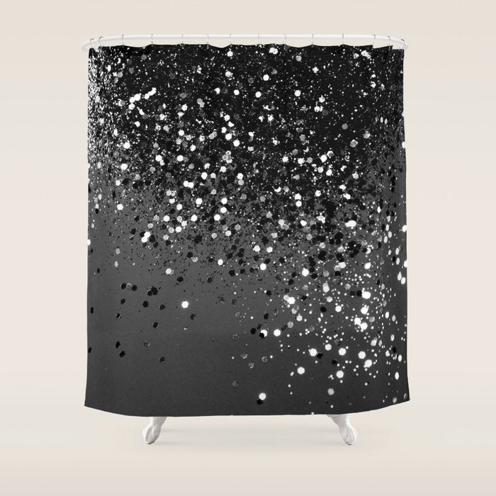Dark Gray Black Lady Glitter #1 (Faux Glitter) #shiny #decor #art #society6 Shower Curtain Gallery Image 1