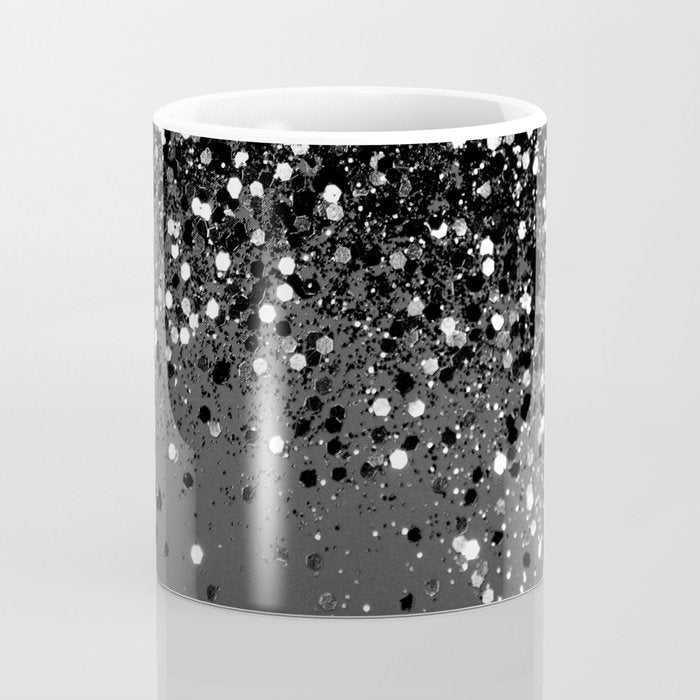 Dark Gray Black Lady Glitter #1 (Faux Glitter) #shiny #decor #art #society6 Coffee Mug Gallery Image 4
