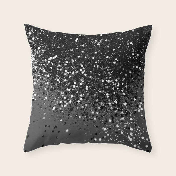 Dark Gray Black Lady Glitter #1 (Faux Glitter) #shiny #decor #art #society6 Throw Pillow Gallery Image 1