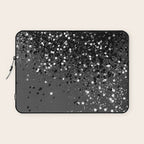 Dark Gray Black Lady Glitter #1 (Faux Glitter) #shiny #decor #art #society6 Laptop Sleeve Gallery Image 1