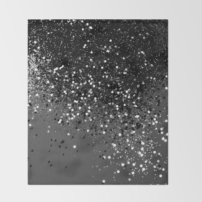 Dark Gray Black Lady Glitter #1 (Faux Glitter) #shiny #decor #art #society6 Throw Blanket Gallery Image 2