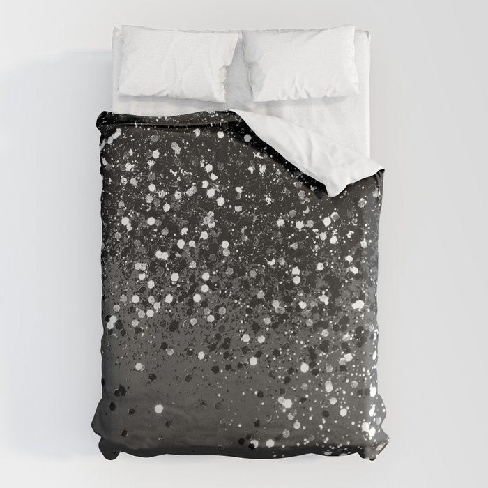 Dark Gray Black Lady Glitter #1 (Faux Glitter) #shiny #decor #art #society6 Duvet Cover Gallery Image 1