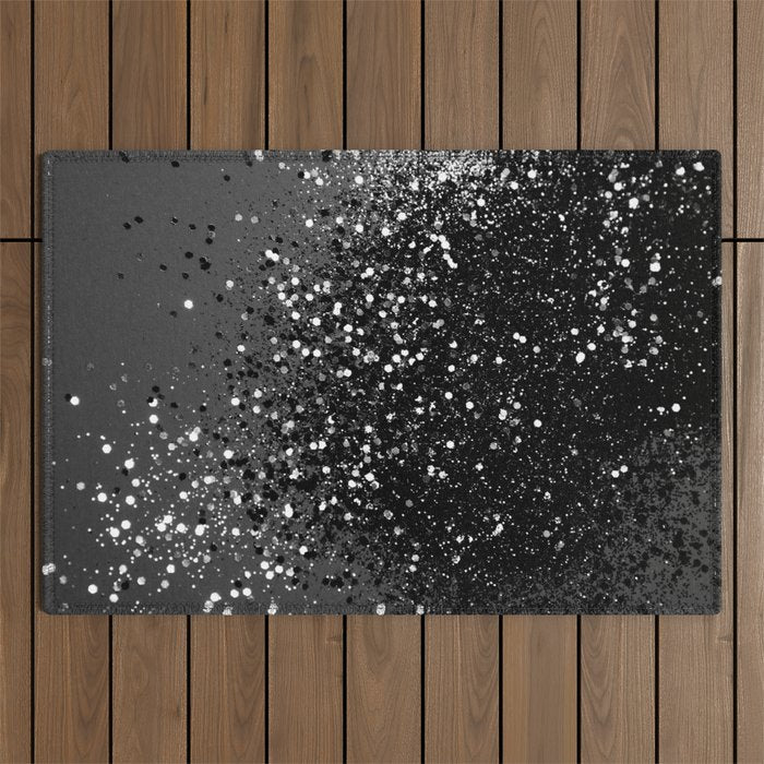 Dark Gray Black Lady Glitter #1 (Faux Glitter) #shiny #decor #art #society6 Outdoor Rug Gallery Image 1