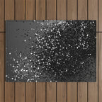 Dark Gray Black Lady Glitter #1 (Faux Glitter) #shiny #decor #art #society6 Outdoor Rug Gallery Image 1