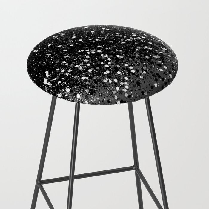 Dark Gray Black Lady Glitter #1 (Faux Glitter) #shiny #decor #art #society6 Stool Gallery Image 2