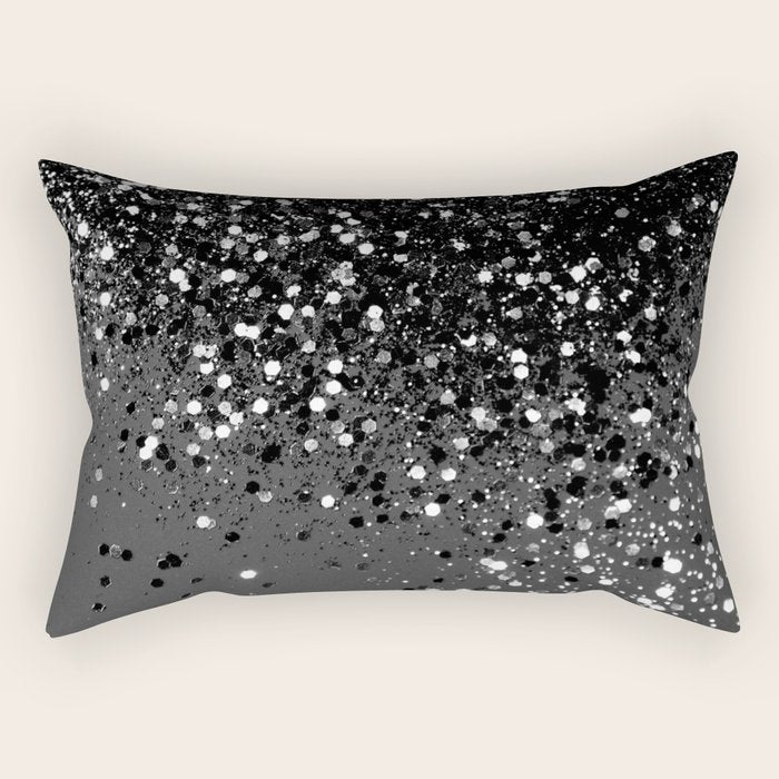 Dark Gray Black Lady Glitter #1 (Faux Glitter) #shiny #decor #art #society6 Rectangular Pillow Gallery Image 1