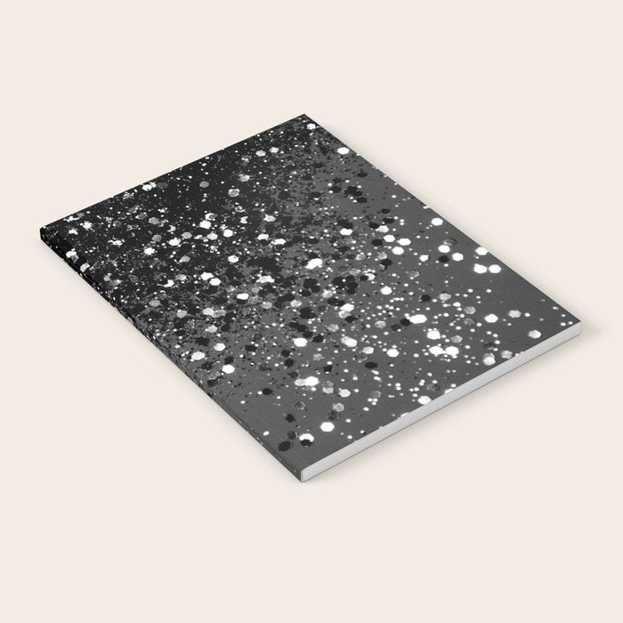 Dark Gray Black Lady Glitter #1 (Faux Glitter) #shiny #decor #art #society6 Notebook Gallery Image 1