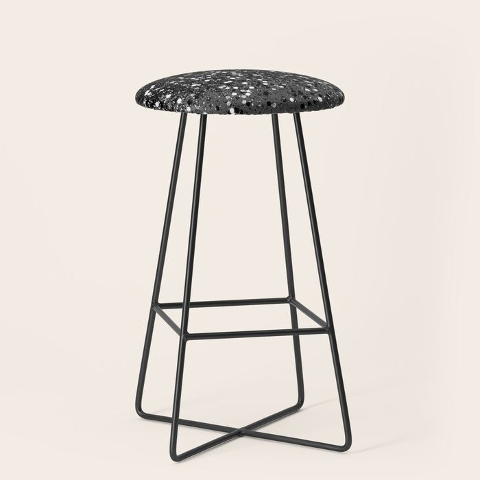 Dark Gray Black Lady Glitter #1 (Faux Glitter) #shiny #decor #art #society6 Stool Gallery Image 1